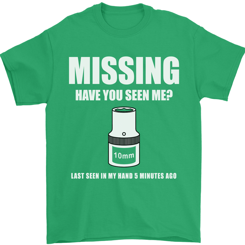 Missing 10 mm Socket Funny Plumer Mechanic Mens T-Shirt Cotton Gildan Irish Green