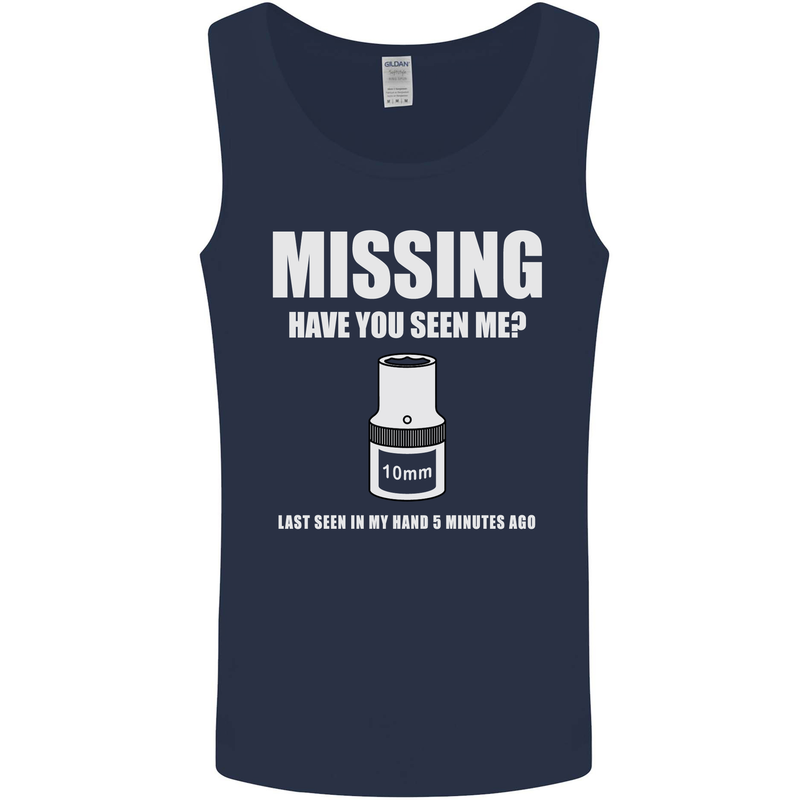 Missing 10 mm Socket Funny Plumer Mechanic Mens Vest Tank Top Navy Blue