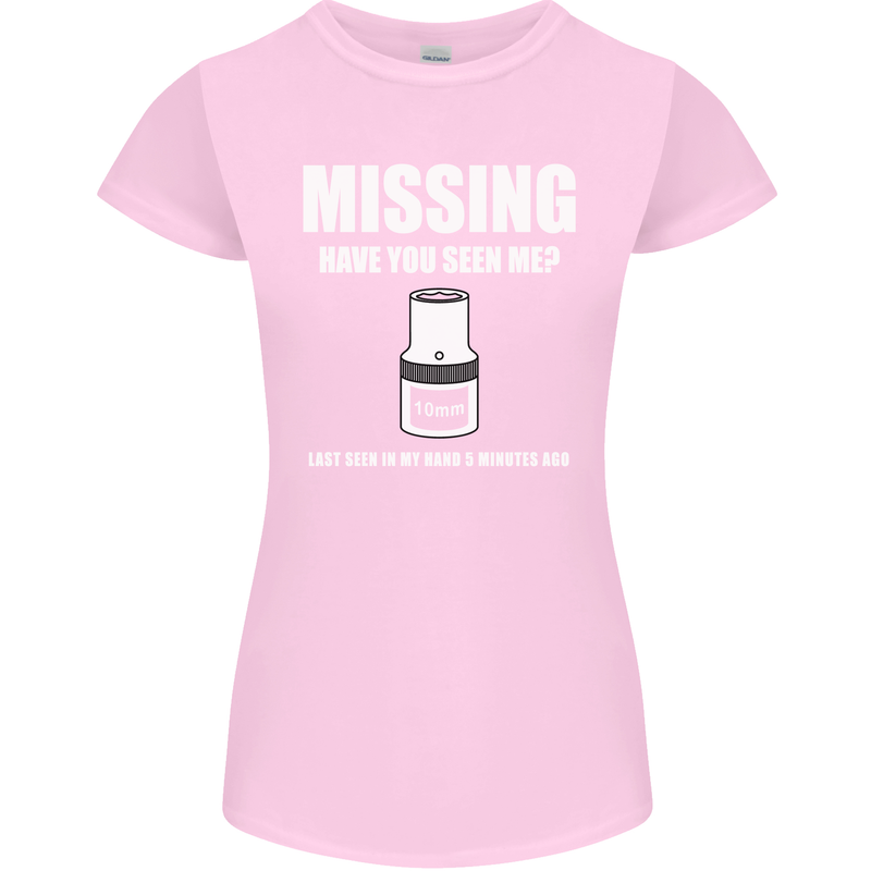 Missing 10 mm Socket Funny Plumer Mechanic Womens Petite Cut T-Shirt Light Pink