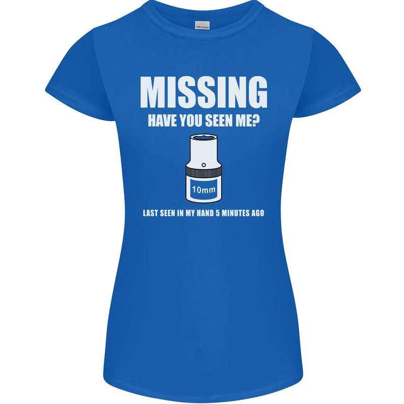 Missing 10 mm Socket Funny Plumer Mechanic Womens Petite Cut T-Shirt Royal Blue