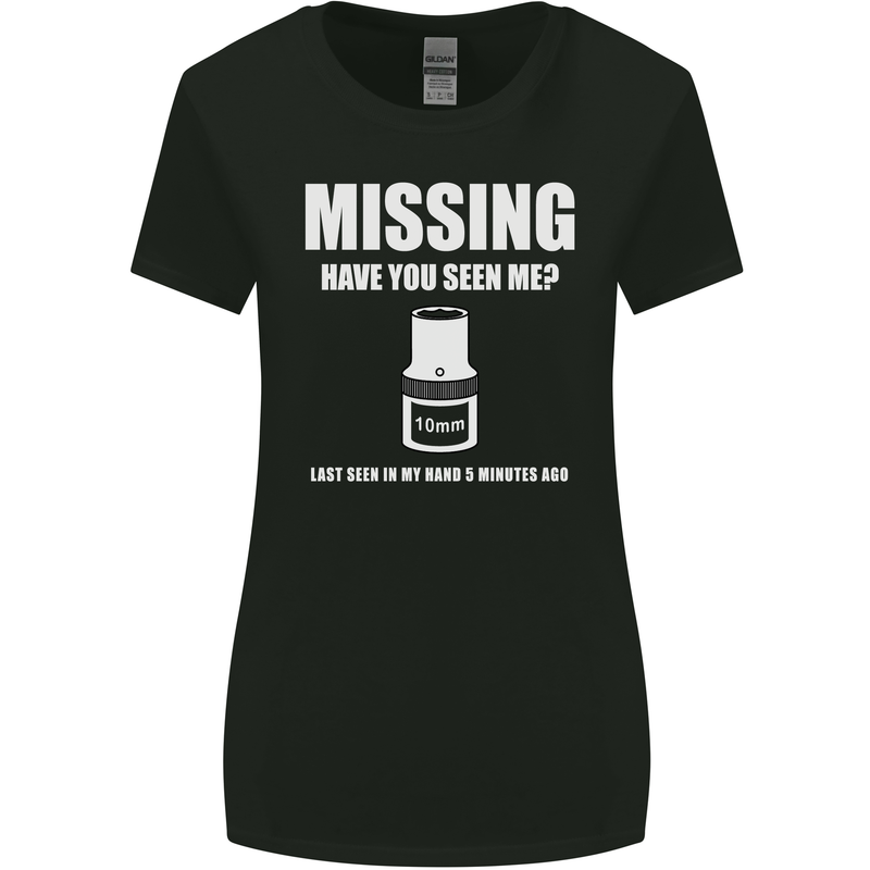 Missing 10 mm Socket Funny Plumer Mechanic Womens Wider Cut T-Shirt Black