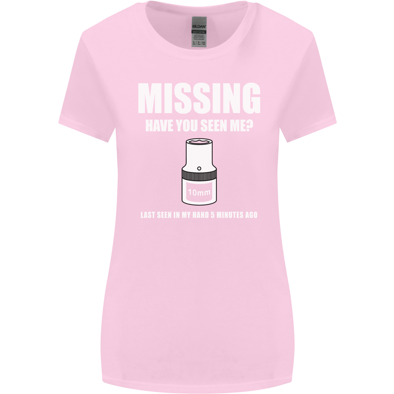 Missing 10 mm Socket Funny Plumer Mechanic Womens Wider Cut T-Shirt Light Pink