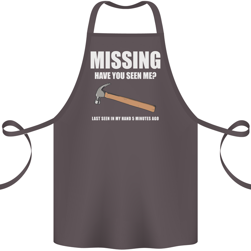Missing Hammer Funny Carpenter DIY Builder Cotton Apron 100% Organic Dark Grey