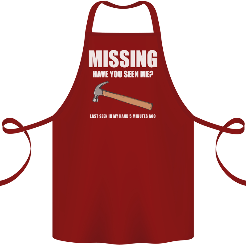 Missing Hammer Funny Carpenter DIY Builder Cotton Apron 100% Organic Maroon