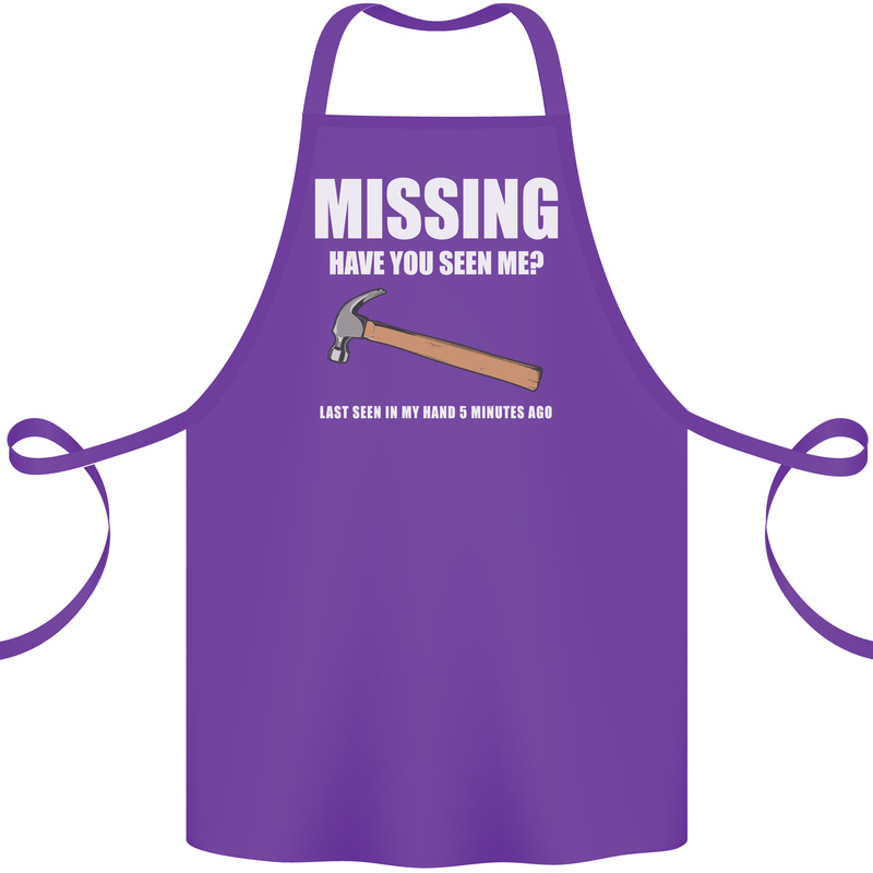 Missing Hammer Funny Carpenter DIY Builder Cotton Apron 100% Organic Purple