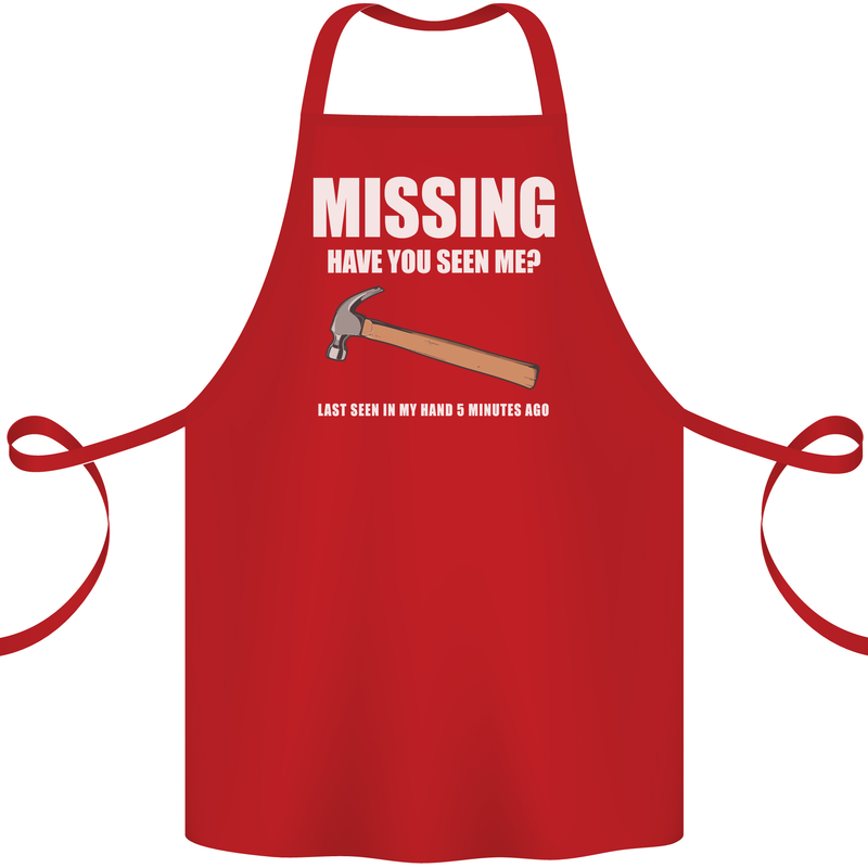 Missing Hammer Funny Carpenter DIY Builder Cotton Apron 100% Organic Red