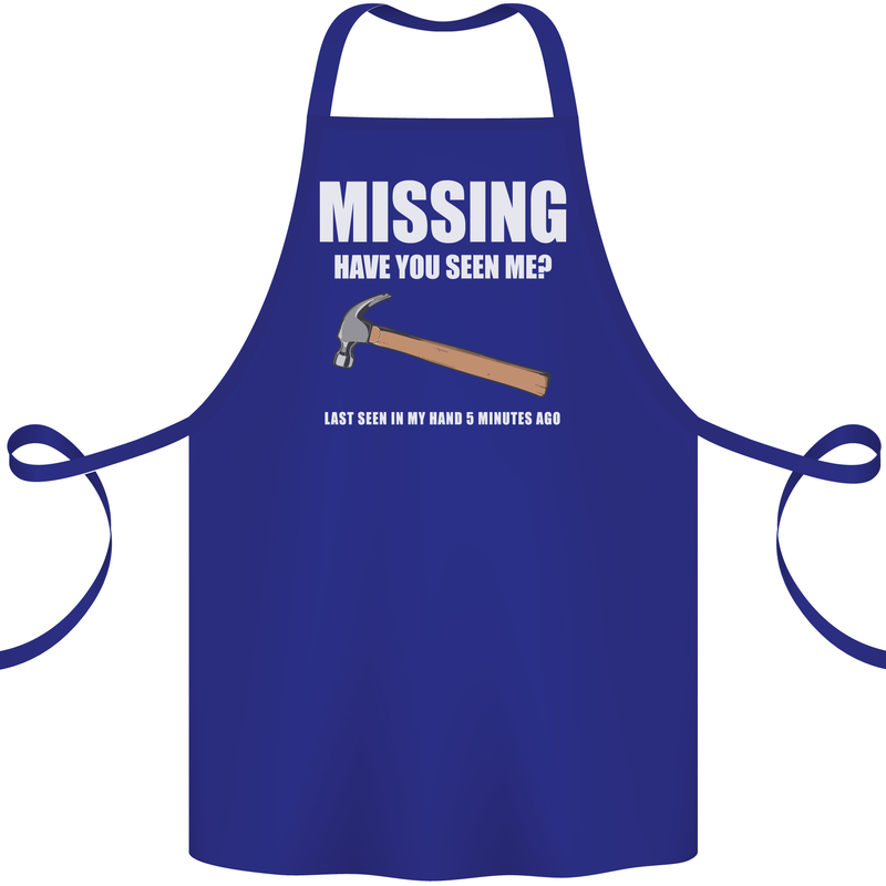 Missing Hammer Funny Carpenter DIY Builder Cotton Apron 100% Organic Royal Blue