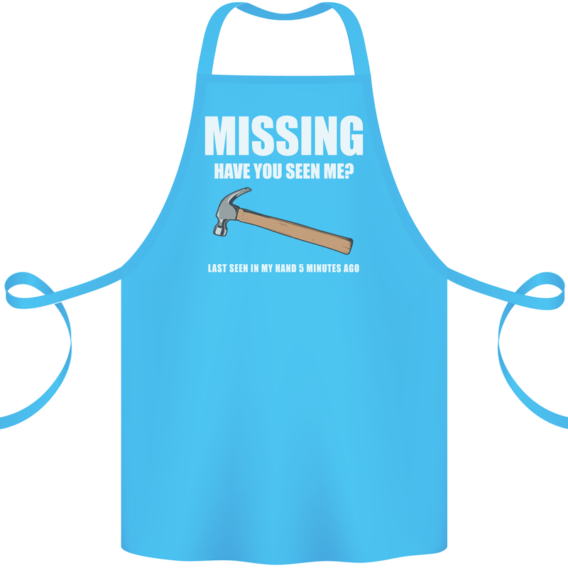 Missing Hammer Funny Carpenter DIY Builder Cotton Apron 100% Organic Turquoise