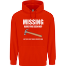 Missing Hammer Funny Carpenter DIY Builder Mens 80% Cotton Hoodie Bright Red