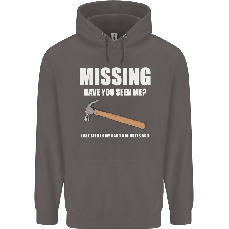 Missing Hammer Funny Carpenter DIY Builder Mens 80% Cotton Hoodie Charcoal