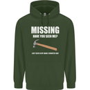 Missing Hammer Funny Carpenter DIY Builder Mens 80% Cotton Hoodie Forest Green