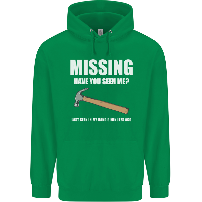 Missing Hammer Funny Carpenter DIY Builder Mens 80% Cotton Hoodie Irish Green