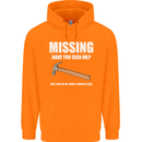 Missing Hammer Funny Carpenter DIY Builder Mens 80% Cotton Hoodie Orange