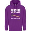 Missing Hammer Funny Carpenter DIY Builder Mens 80% Cotton Hoodie Purple