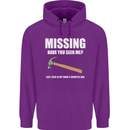 Missing Hammer Funny Carpenter DIY Builder Mens 80% Cotton Hoodie Purple