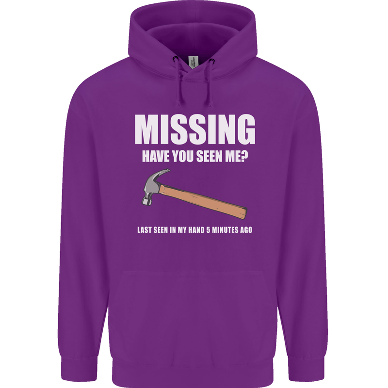 Missing Hammer Funny Carpenter DIY Builder Mens 80% Cotton Hoodie Purple