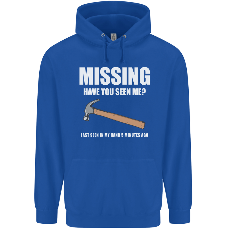 Missing Hammer Funny Carpenter DIY Builder Mens 80% Cotton Hoodie Royal Blue