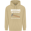 Missing Hammer Funny Carpenter DIY Builder Mens 80% Cotton Hoodie Sand