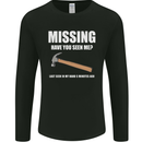 Missing Hammer Funny Carpenter DIY Builder Mens Long Sleeve T-Shirt Black