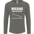 Missing Hammer Funny Carpenter DIY Builder Mens Long Sleeve T-Shirt Charcoal