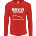 Missing Hammer Funny Carpenter DIY Builder Mens Long Sleeve T-Shirt Red