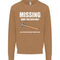 Missing Hammer Funny Carpenter DIY Builder Mens Sweatshirt Jumper Caramel Latte