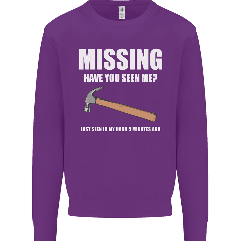 Missing Hammer Funny Carpenter DIY Builder Mens Sweatshirt Jumper Purple