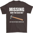 Missing Hammer Funny Carpenter DIY Builder Mens T-Shirt Cotton Gildan Dark Chocolate