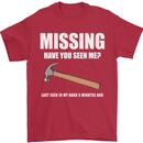 Missing Hammer Funny Carpenter DIY Builder Mens T-Shirt Cotton Gildan Red
