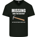 Missing Hammer Funny Carpenter DIY Builder Mens V-Neck Cotton T-Shirt Black