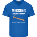 Missing Hammer Funny Carpenter DIY Builder Mens V-Neck Cotton T-Shirt Royal Blue