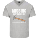 Missing Hammer Funny Carpenter DIY Builder Mens V-Neck Cotton T-Shirt Sports Grey