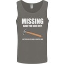 Missing Hammer Funny Carpenter DIY Builder Mens Vest Tank Top Charcoal