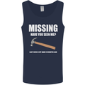 Missing Hammer Funny Carpenter DIY Builder Mens Vest Tank Top Navy Blue