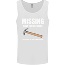 Missing Hammer Funny Carpenter DIY Builder Mens Vest Tank Top White