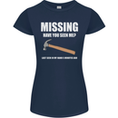 Missing Hammer Funny Carpenter DIY Builder Womens Petite Cut T-Shirt Navy Blue