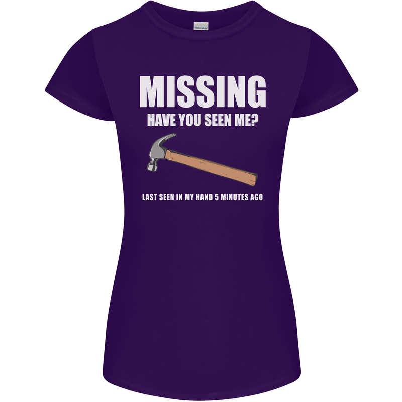 Missing Hammer Funny Carpenter DIY Builder Womens Petite Cut T-Shirt Purple