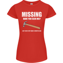 Missing Hammer Funny Carpenter DIY Builder Womens Petite Cut T-Shirt Red