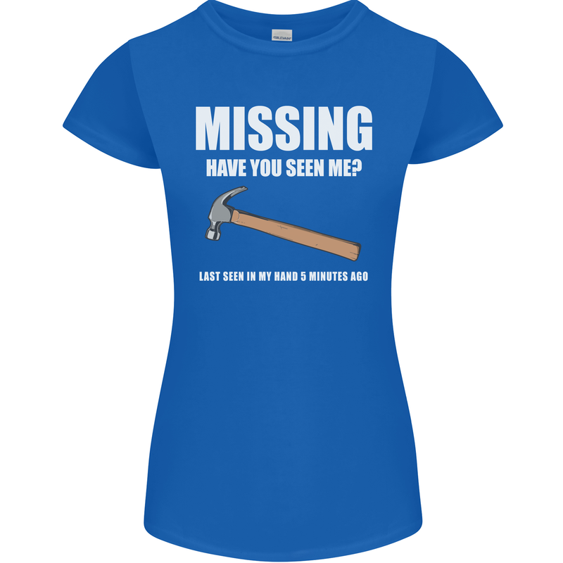 Missing Hammer Funny Carpenter DIY Builder Womens Petite Cut T-Shirt Royal Blue
