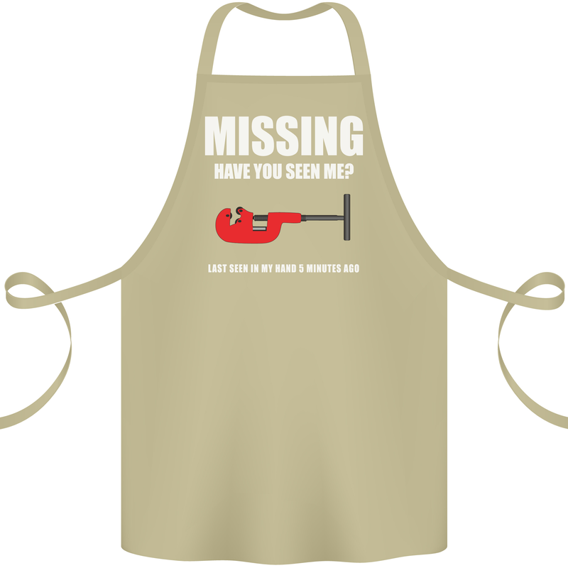 Missing Pipe Cutter Funny Plumer DIY Cotton Apron 100% Organic Khaki
