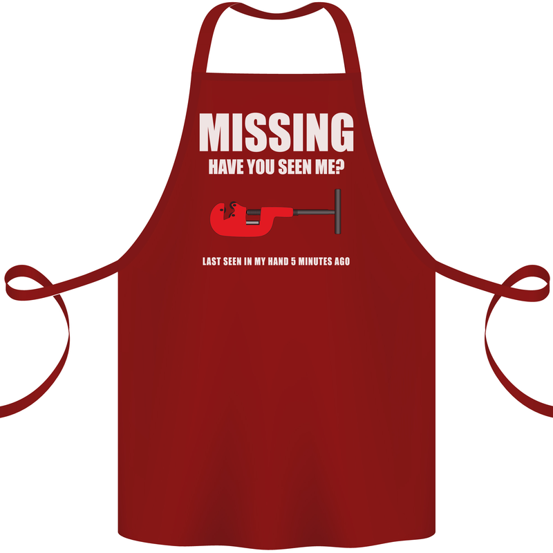 Missing Pipe Cutter Funny Plumer DIY Cotton Apron 100% Organic Maroon