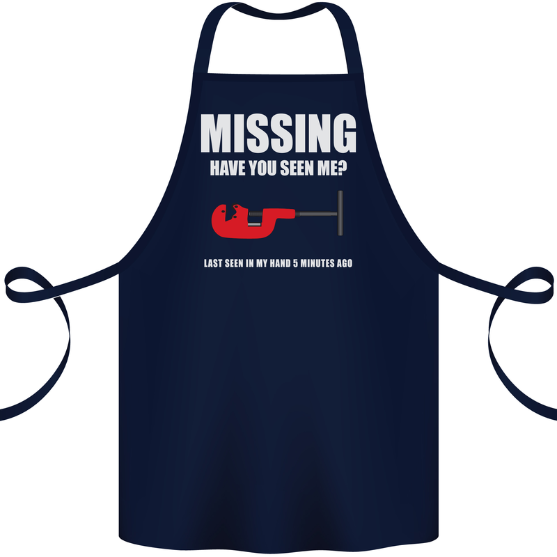 Missing Pipe Cutter Funny Plumer DIY Cotton Apron 100% Organic Navy Blue