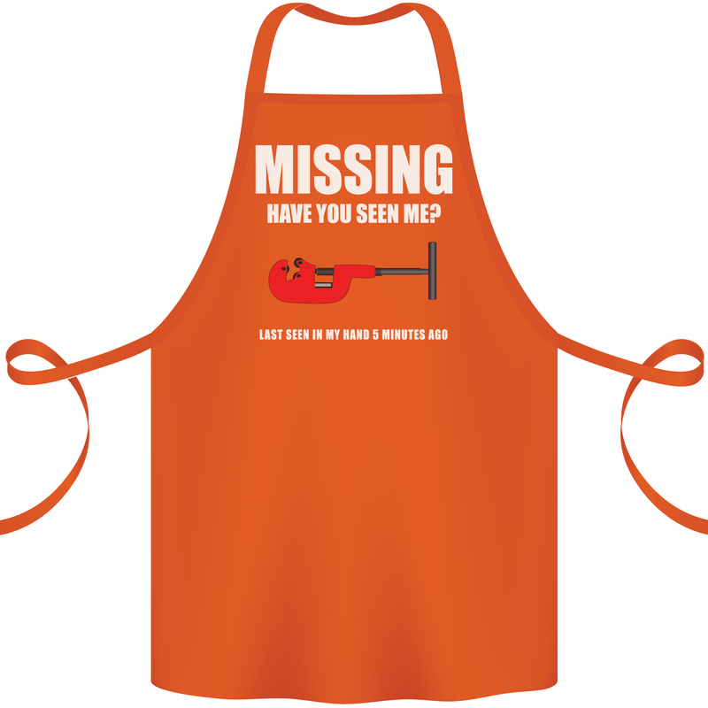 Missing Pipe Cutter Funny Plumer DIY Cotton Apron 100% Organic Orange