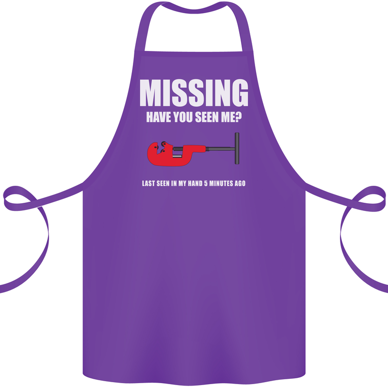 Missing Pipe Cutter Funny Plumer DIY Cotton Apron 100% Organic Purple