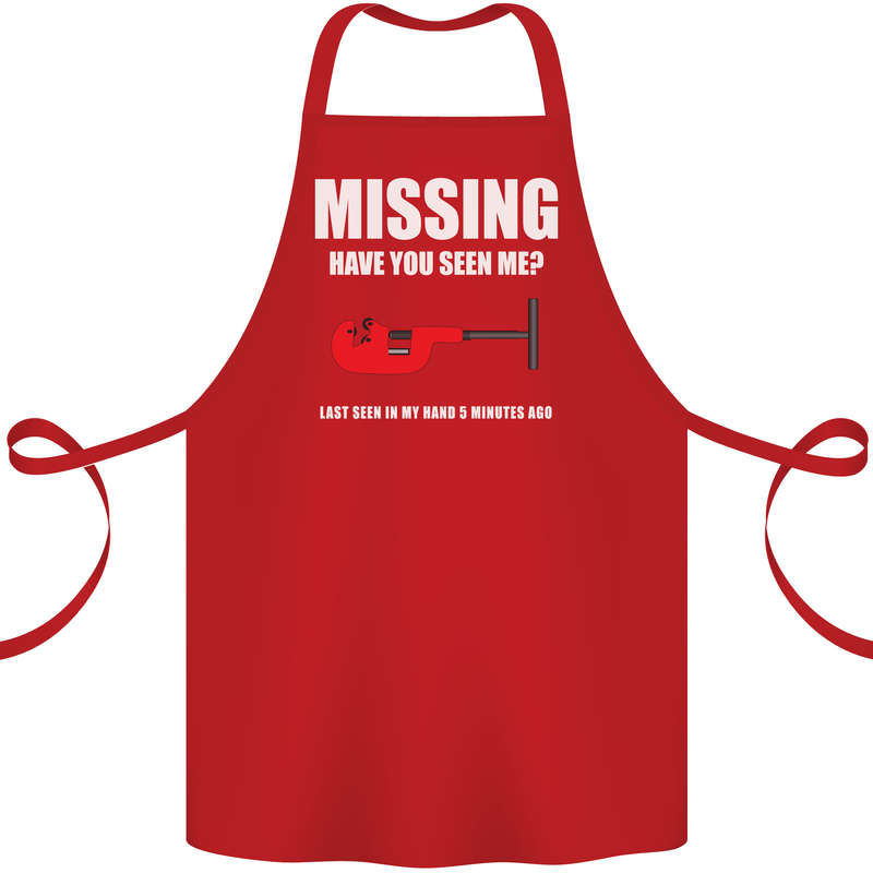 Missing Pipe Cutter Funny Plumer DIY Cotton Apron 100% Organic Red