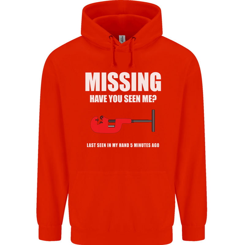 Missing Pipe Cutter Funny Plumer DIY Mens 80% Cotton Hoodie Bright Red