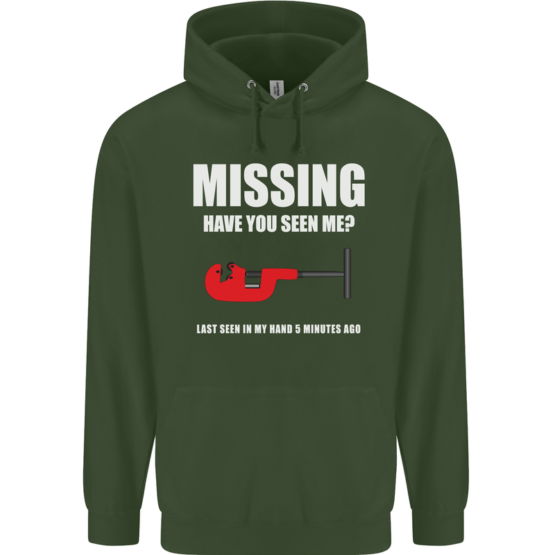 Missing Pipe Cutter Funny Plumer DIY Mens 80% Cotton Hoodie Forest Green