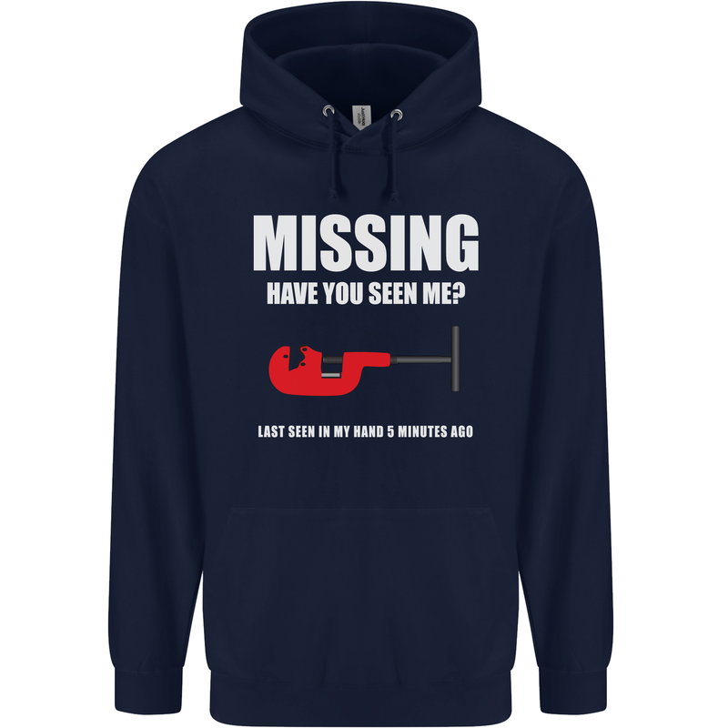 Missing Pipe Cutter Funny Plumer DIY Mens 80% Cotton Hoodie Navy Blue