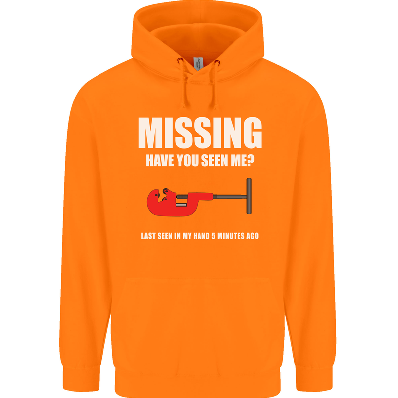 Missing Pipe Cutter Funny Plumer DIY Mens 80% Cotton Hoodie Orange