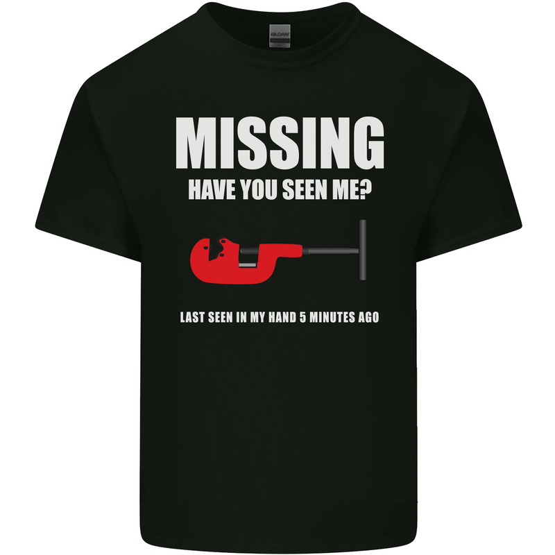 Missing Pipe Cutter Funny Plumer DIY Mens Cotton T-Shirt Tee Top Black